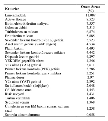 Uzman görüşleri ağırlıkları